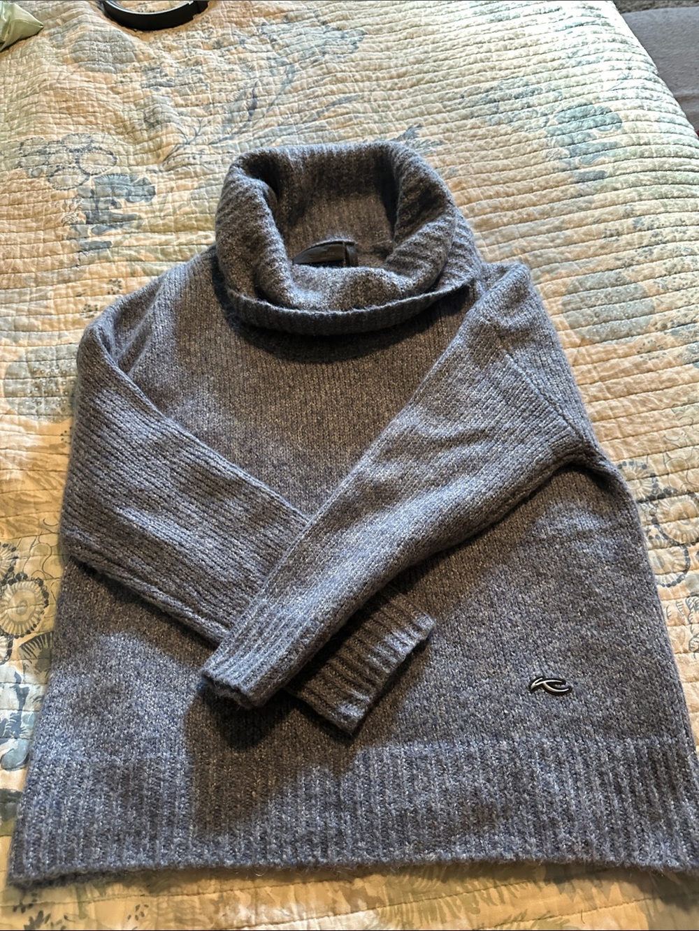 Kjus Women's Gray 100 wool blue Cowl Neck Sweater - Brand:
